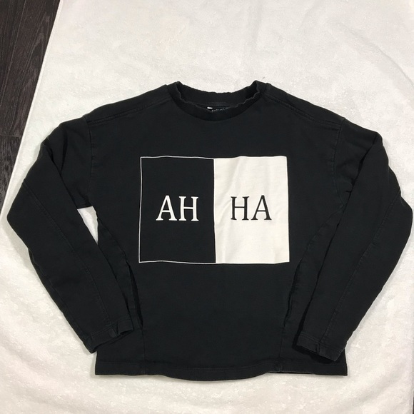 Monki Tops - AH HA Black and White Sweatshirt